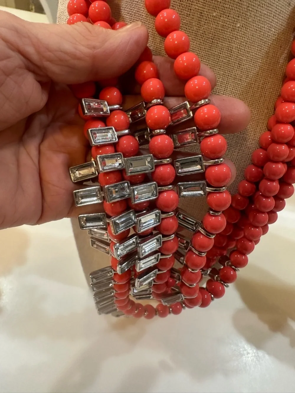 Vibrant Shades of Orange Statement Jewelry Lot 6 Multi-Strand & Dainty Necklaces - Picture 7 of 16